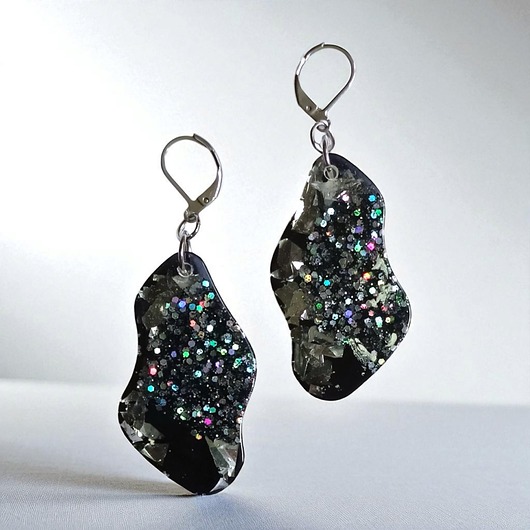 kolczyki z żywicy UNIKATOWE  kolczyki z żywicy : kolekcja QUEEN OF THE NIGHT