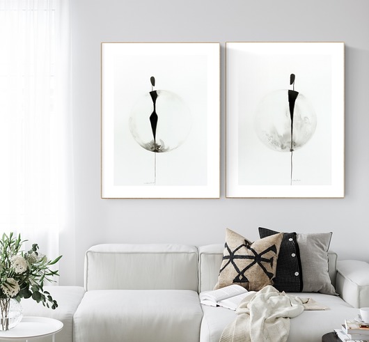 Zestaw 2 obrazów ręcznie malowanych 50 x 70 cm MiniMalArt