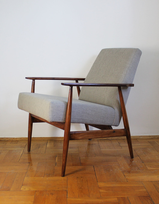 fotele Fotel Lisek PRL, Fotel 300-190, Po renowacji, Bawełniana tapicerka