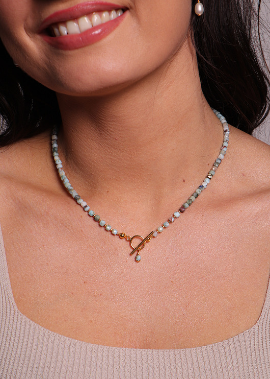 naszyjniki - inne Naszyjnik larimar toggle z zawieszką