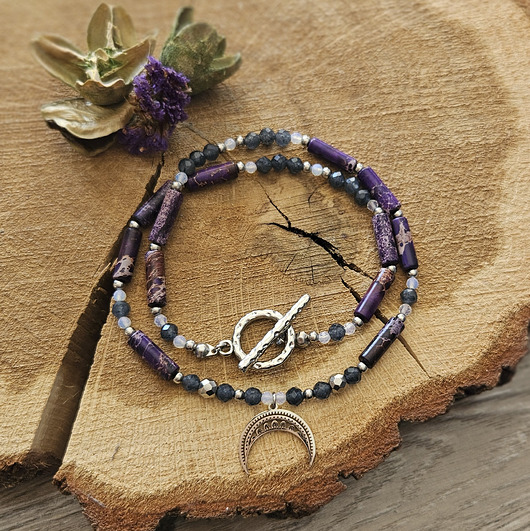 chokery Choker z jaspisem cesarskim, jadeitem i opalem