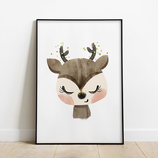 Plakat dziecięcy Śpiący Jelonek Watercolor trochę na ścianę