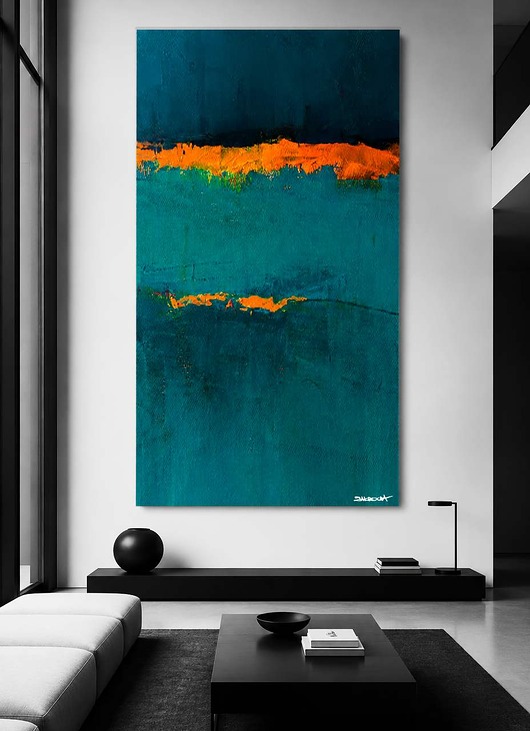 obrazy ZŁOTY ZACHÓD - ręcznie malowany obraz na płótnie 80x160cm