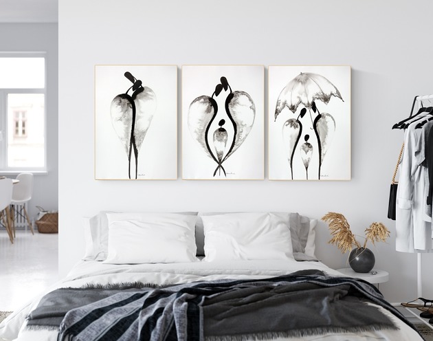Zestaw 3 grafik 50 x 70 cm wykonanych ręcznie Krystyna Siwek Art