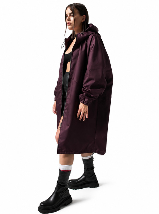 płaszcze damskie Płaszcz longline hoodie oversize burgund