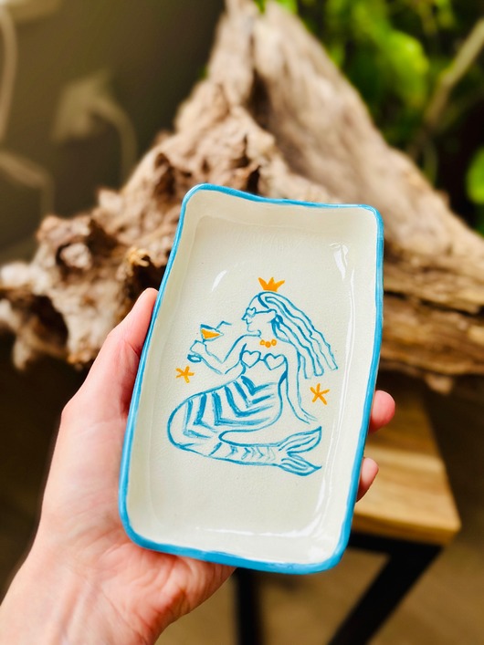 pojemniki na biżuterię Ceramiczny talerzyk na drobiazgi Syrenka