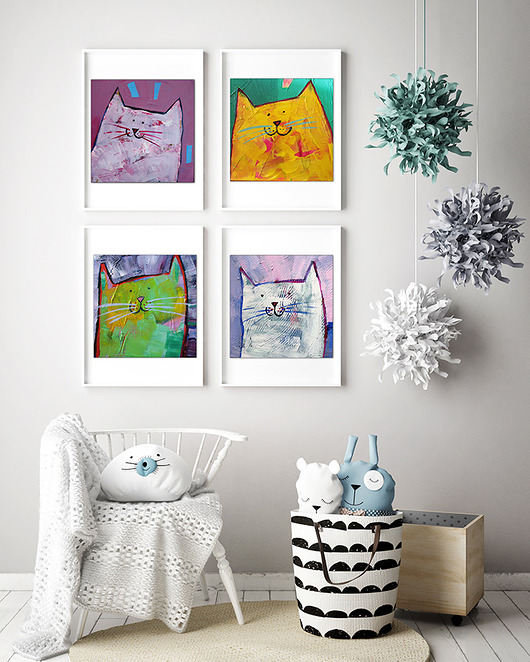 obrazy i plakaty do pokoju dziecięcego 4 kociaszony 3- plakat 50x50