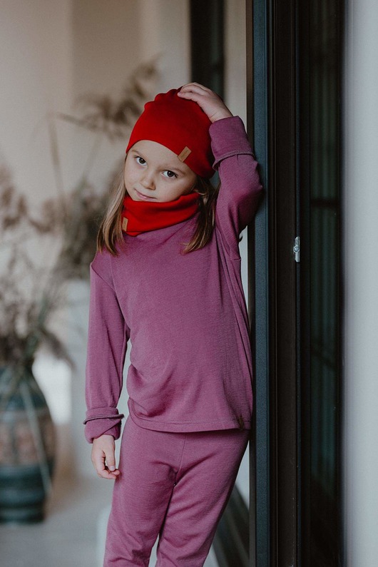 szale damskie Ana Moroles, Komin 100% merino, Czerwony