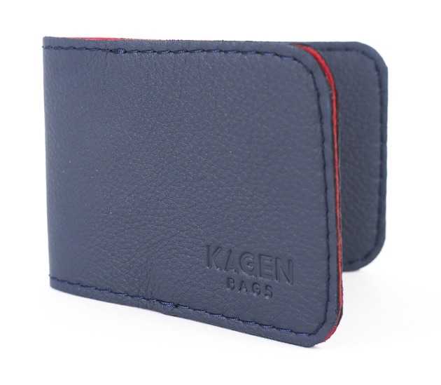 portfele męskie Portfel skórzany granatowo czaerwony cardholder