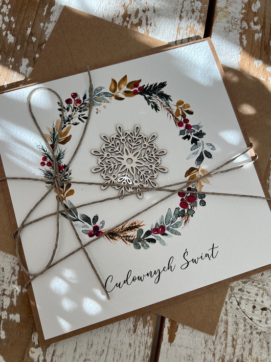 kartki świąteczne Wyjątkowa ręcznie robiona kartka świąteczna na Boże Narodzenie