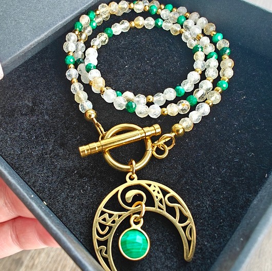 złote naszyjniki Klasyczny cytryn malachit