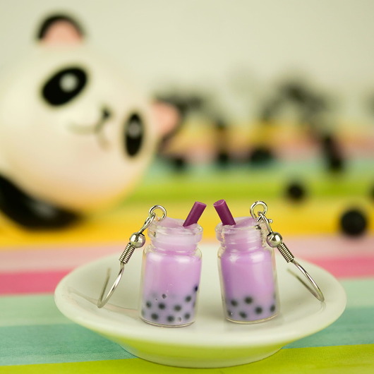 kolczyki z masy plastycznej Kolczyki bubble tea