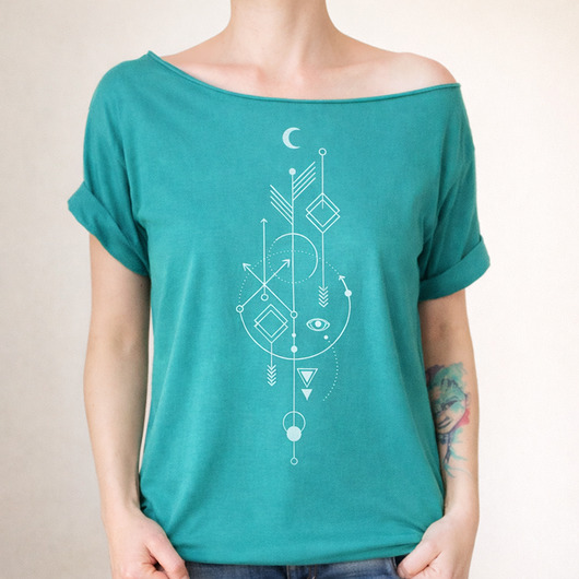 t-shirt damskie Alchemic Szafirowy Oversize