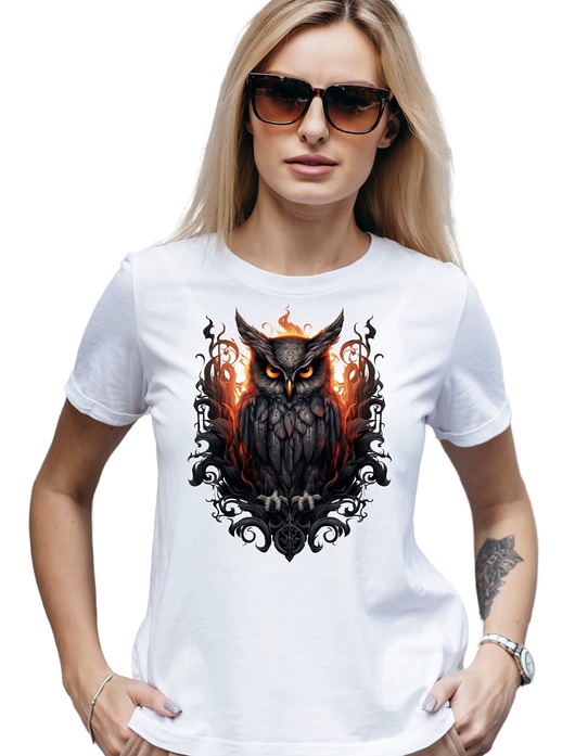 t-shirt damskie Koszulka sowa mrok czarownica ptak