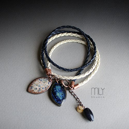 bransoletki ceramiczne Nakrapiane Listki