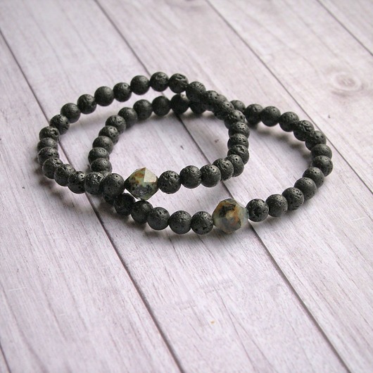 bransoletki z kamieni naturalnych KOMPLET dla PARY - turkus afrykański