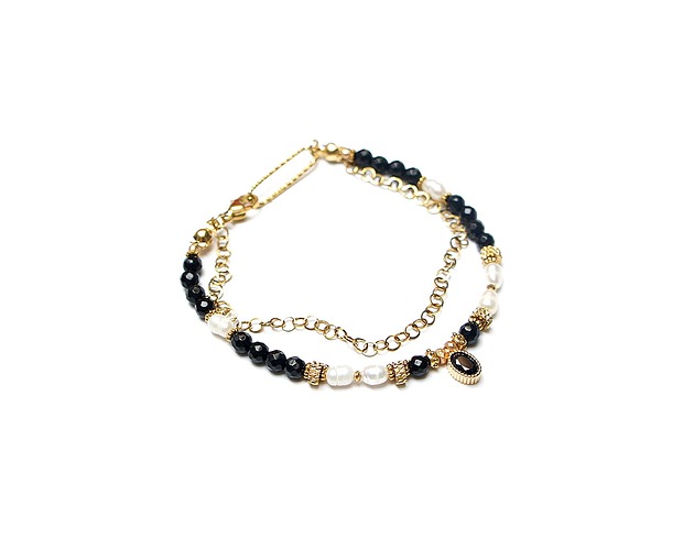 bransoletki z kamieni naturalnych Onyx and pearls /27.11.25/ bransoletka  - Szlachetna kolekcja