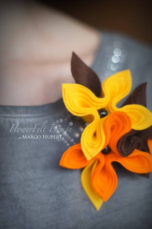 pomarańczowy zółty brązowy FlowerFelt Design