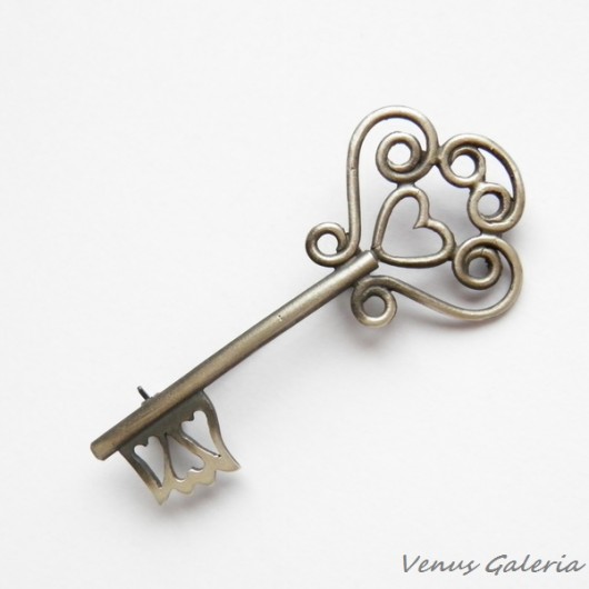 Broszka srebrna - Kluczyk szary  VENUS GALERIA