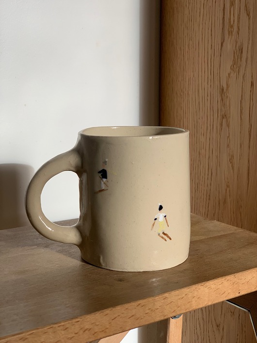 kubki i filiżanki Duży Ceramiczny Kubek Handmade 400 ml z Narciarzami