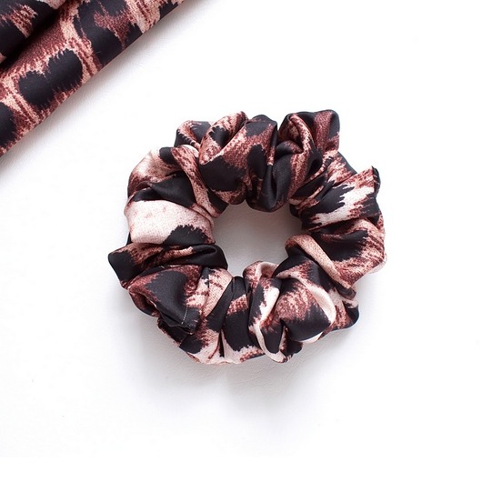 gumki do włosów Gumka do włosów satyna jedwab scrunchie brąz PANTERKA