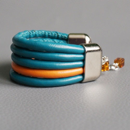 szeroka bransoletka TEAL&ORANGE kaktusia