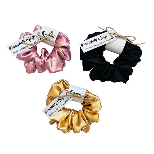 Ślub - inne Podziękowania na Wieczór Panieński Gumki scrunchie z dedykacją