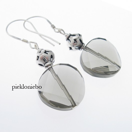 Kolczyki Szary wilk kryształ SWAROVSKI pieklo niebo