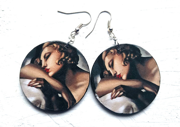 kolczyki drewniane Tamara śpiąca