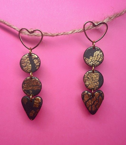kolczyki z masy plastycznej Kolczyki Golden Heart