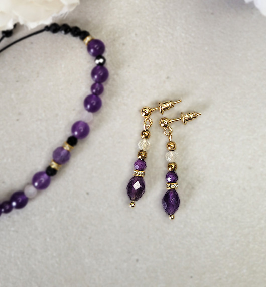 kolczyki z kamieniami Kolczyki na sztyftach z Ametystem i Cytrynem