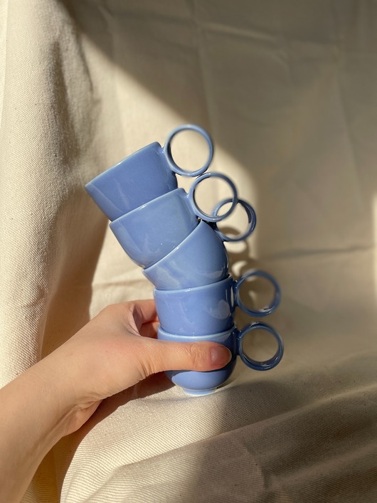 kubki i filiżanki Filiżanka espresso 60ml (niebieska) retro vintage