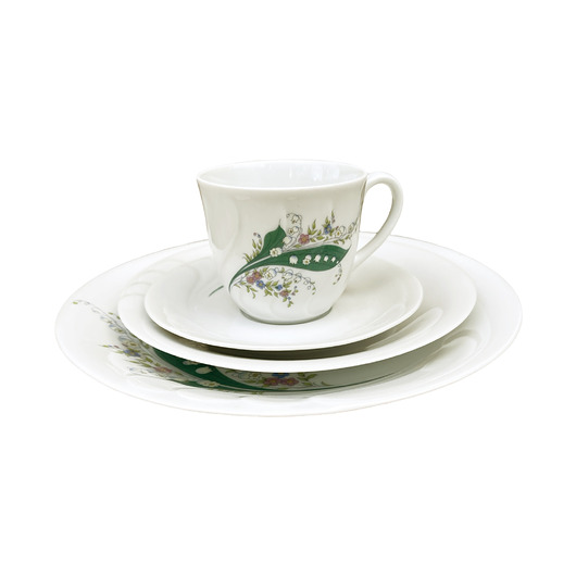 filiżanki Porcelanowy zestaw śniadaniowy Wawel, Polska lata 80.- set of 4