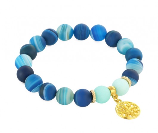 Mat blue agate with mint jade & pendant Lavoga