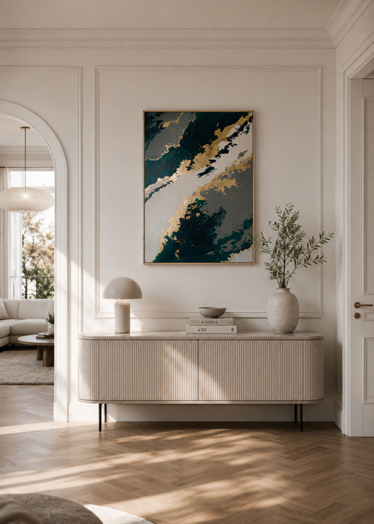 obrazy MALACHIT I ZŁOTO Abstrakcyjny obraz ręcznie malowany, 100x70 cm