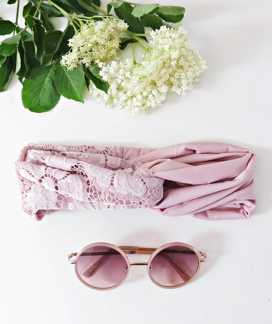 opaski do włosów Opaska Zaplotka z koronką  Powder Pink