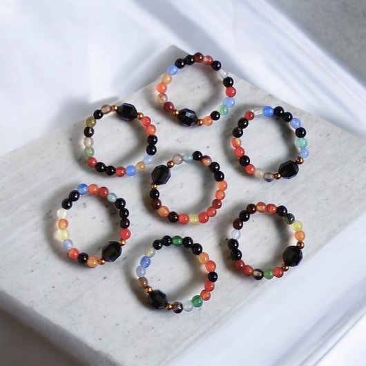 pierścionki elastyczne Pierścionek : turmalin, agat multicolor