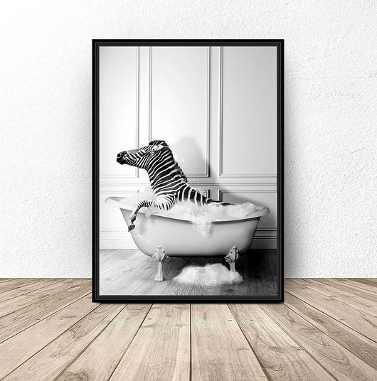 plakaty Plakat do łazienki "Zebra w wannie"