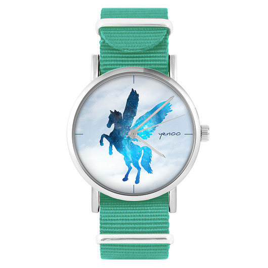 zegarki damskie Zegarek - Pegaz - turkusowy, nylonowy