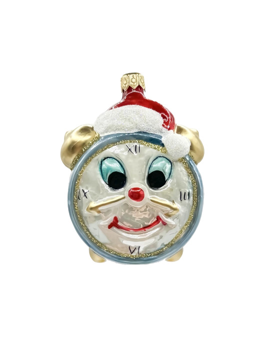ozdoby choinkowe Bombka choinkowa: Zegar z czapką Mikołaja: błękitny