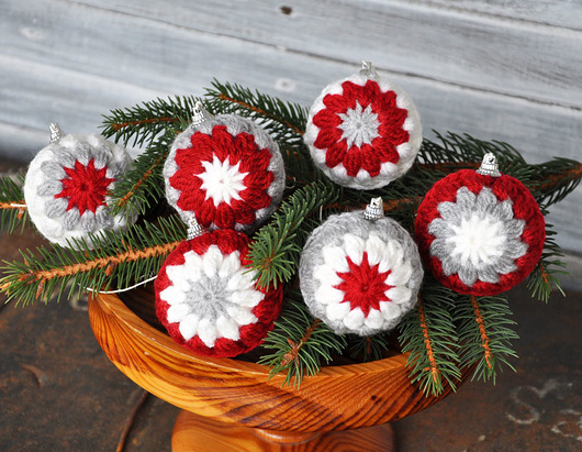 ozdoby choinkowe Szydełkowe bombki 6szt