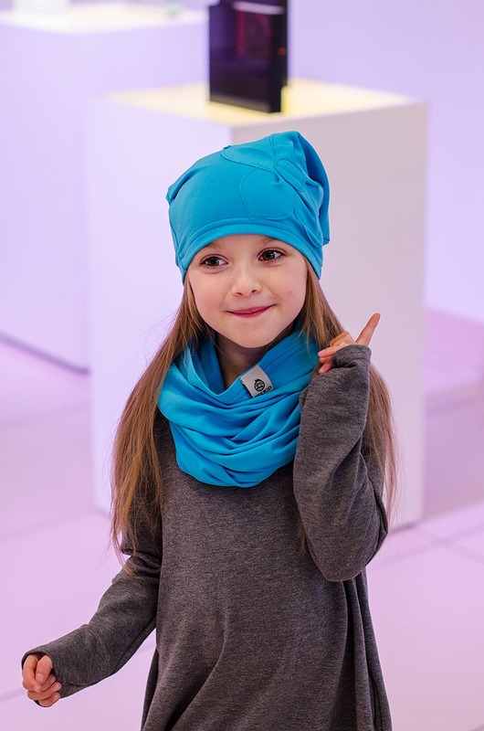 Czapka Z Kominem Zestaw Dziewczęcy turkusowy GEEKID