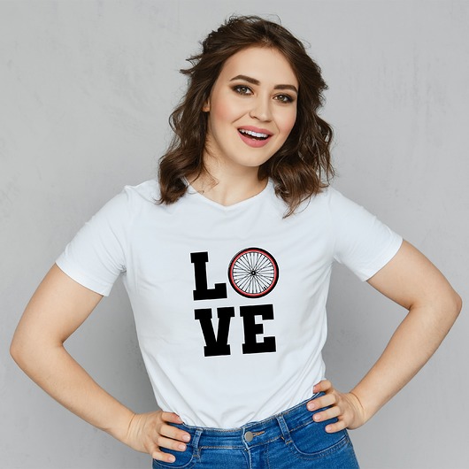 t-shirt damskie Koszulka organiczna z nadrukiem  Love bike
