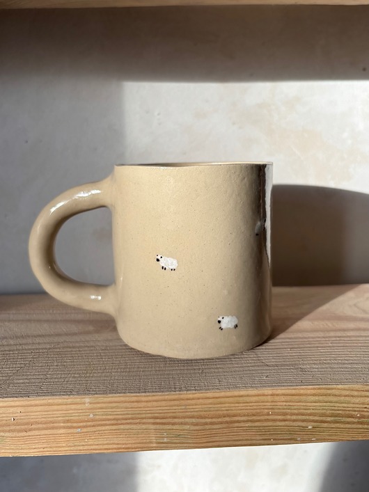 kubki i filiżanki Duży Ceramiczny Kubek Handmade 450 ml z Owieczkami Podhale