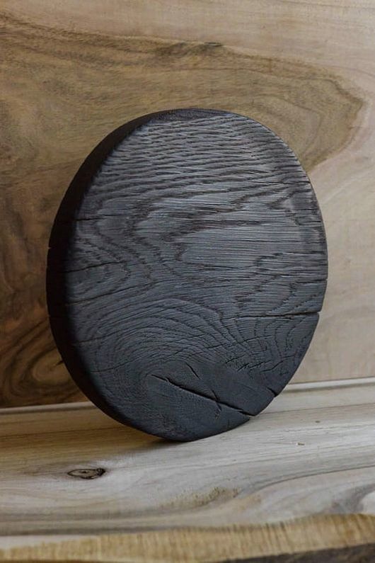 deski do krojenia i tace Okrągła deska do krojenia dąb palony