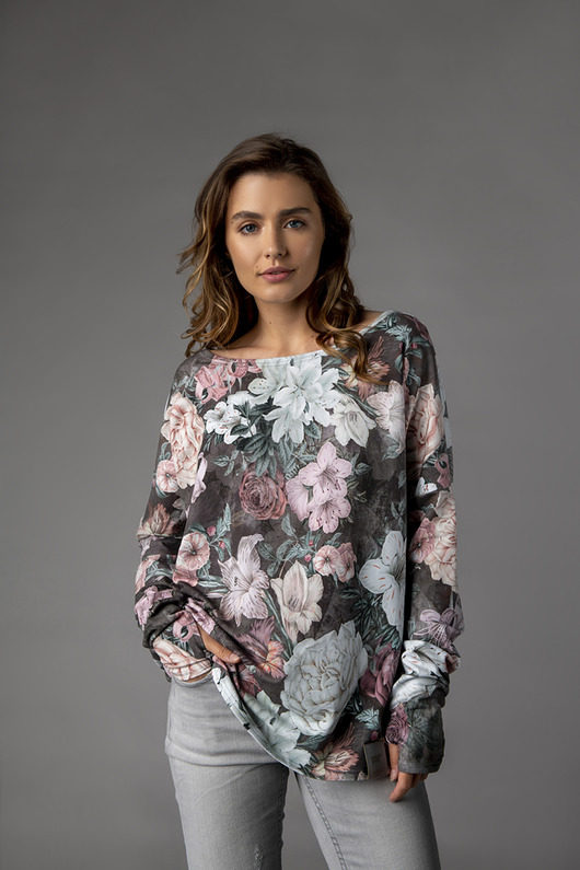 Bluza z długim rękawem kwiaty Nubee