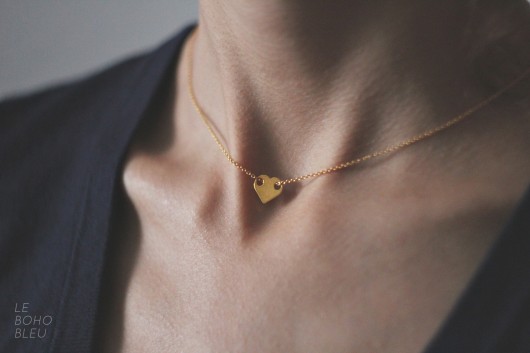 złote naszyjniki 24k Gold Plated Sterling Silver Heart Necklace
