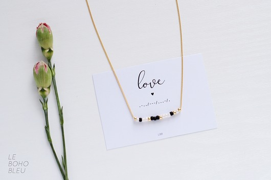 LOVE Morse Code Necklace Le Boho Bleu
