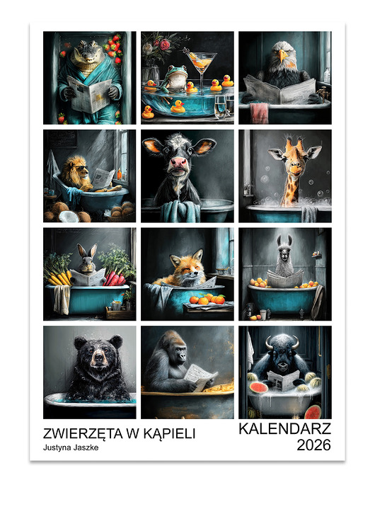 kalendarze i plannery Kalendarz 2026 Zwierzęta w kąpieli 15x21 cm