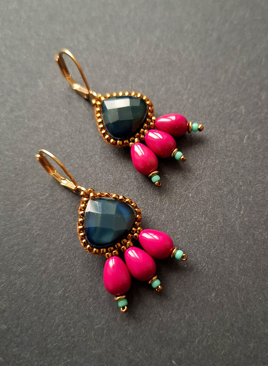 kolczyki szklane Kolczyki w kroplach trzech no5